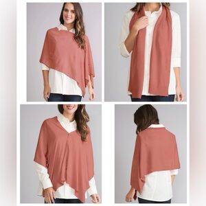 NWT Simply Noelle Soft Salmon Pink Poncho Wrap Scarf ONE SIZE